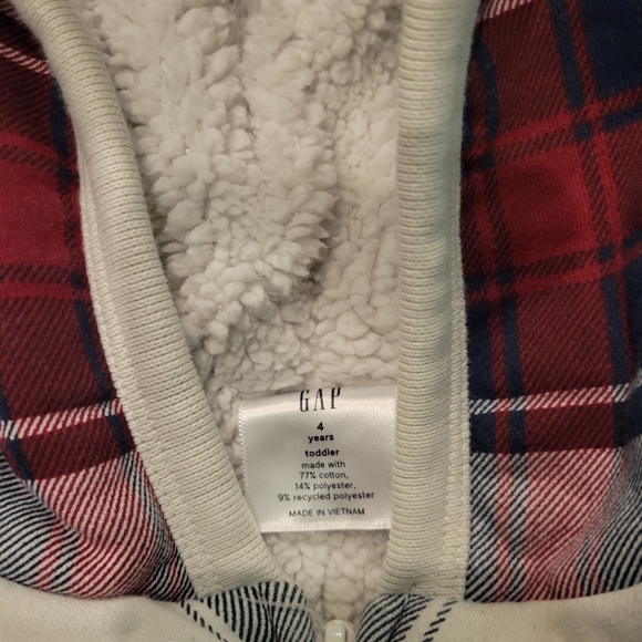 Excellent used condition boys 4T fleece lined zip up hoodie - Picture 3 of 4